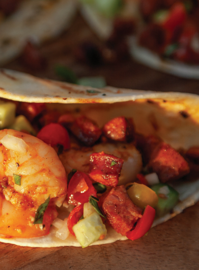 Keating and Co's Prawn & Chorizo Tacos