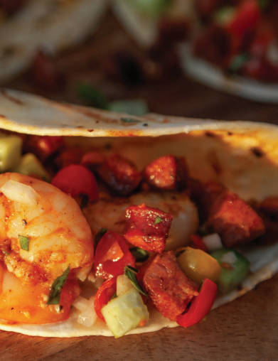 Keating and Co's Prawn & Chorizo Tacos