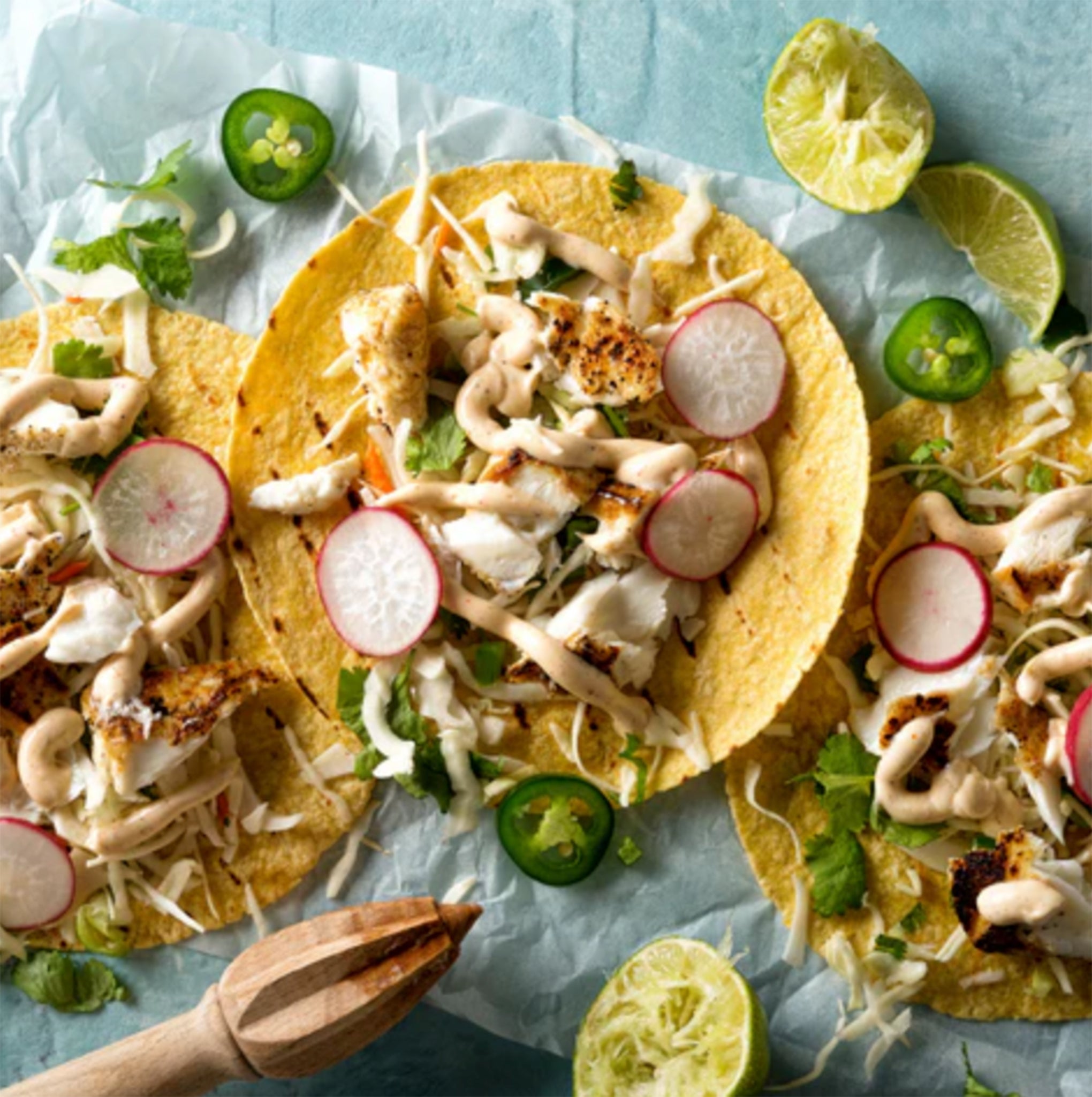 Josh & Sue Rose Harissa Fish Tacos
