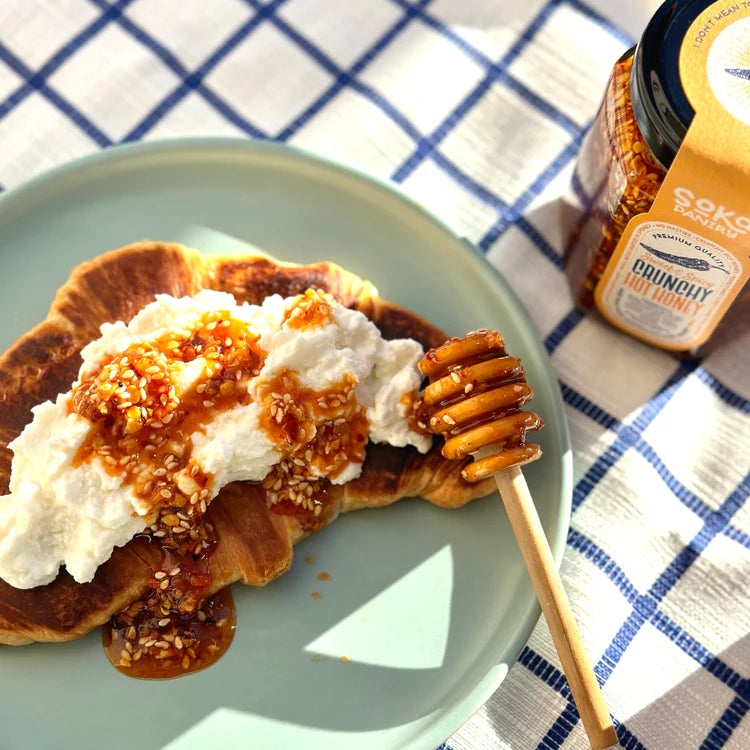 Soka Pantry Crispy Croissant with Cottage Cheese &amp; Hot Honey