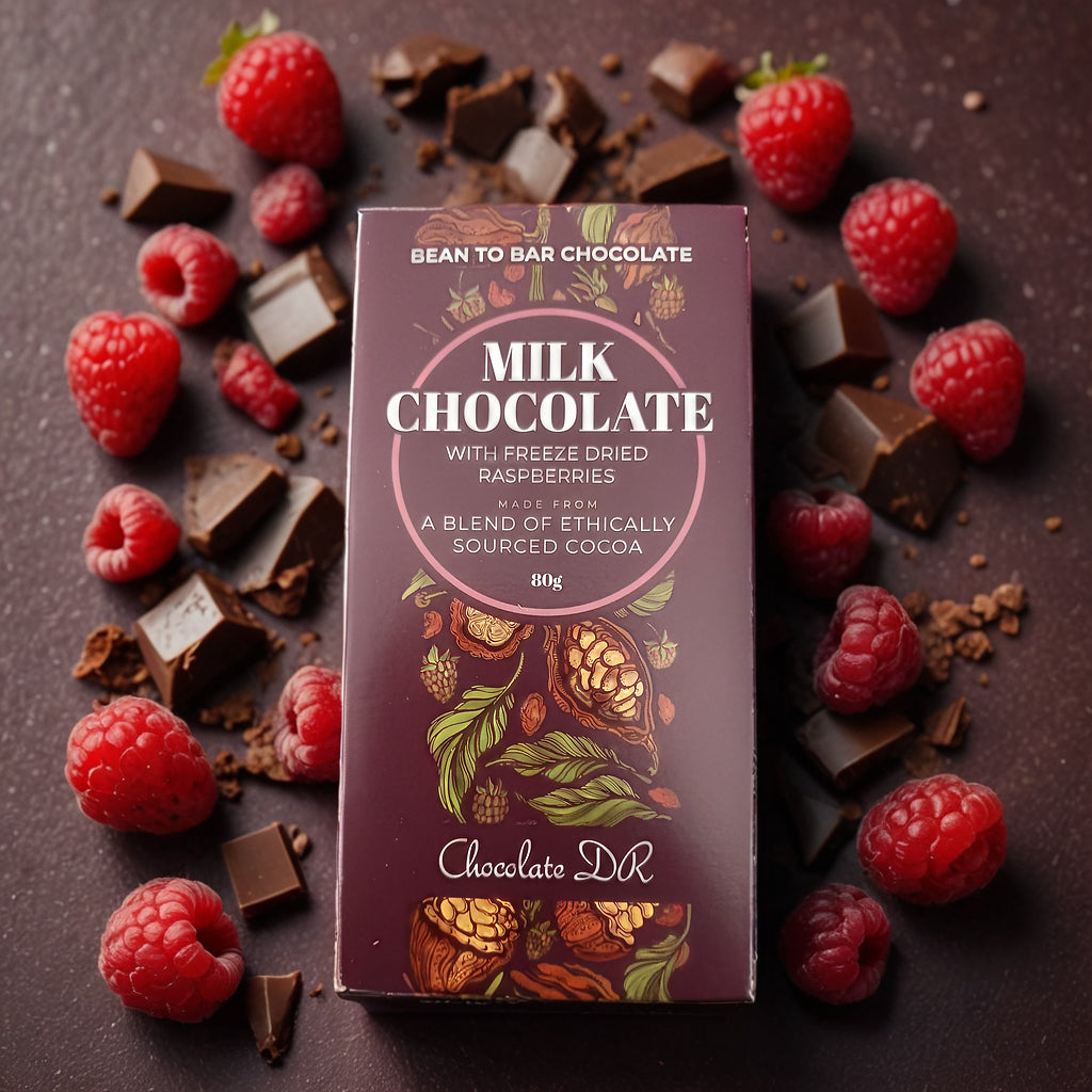 Chocolate DR - Milk Chocolate with Freeze Dried Raspberries, 80g