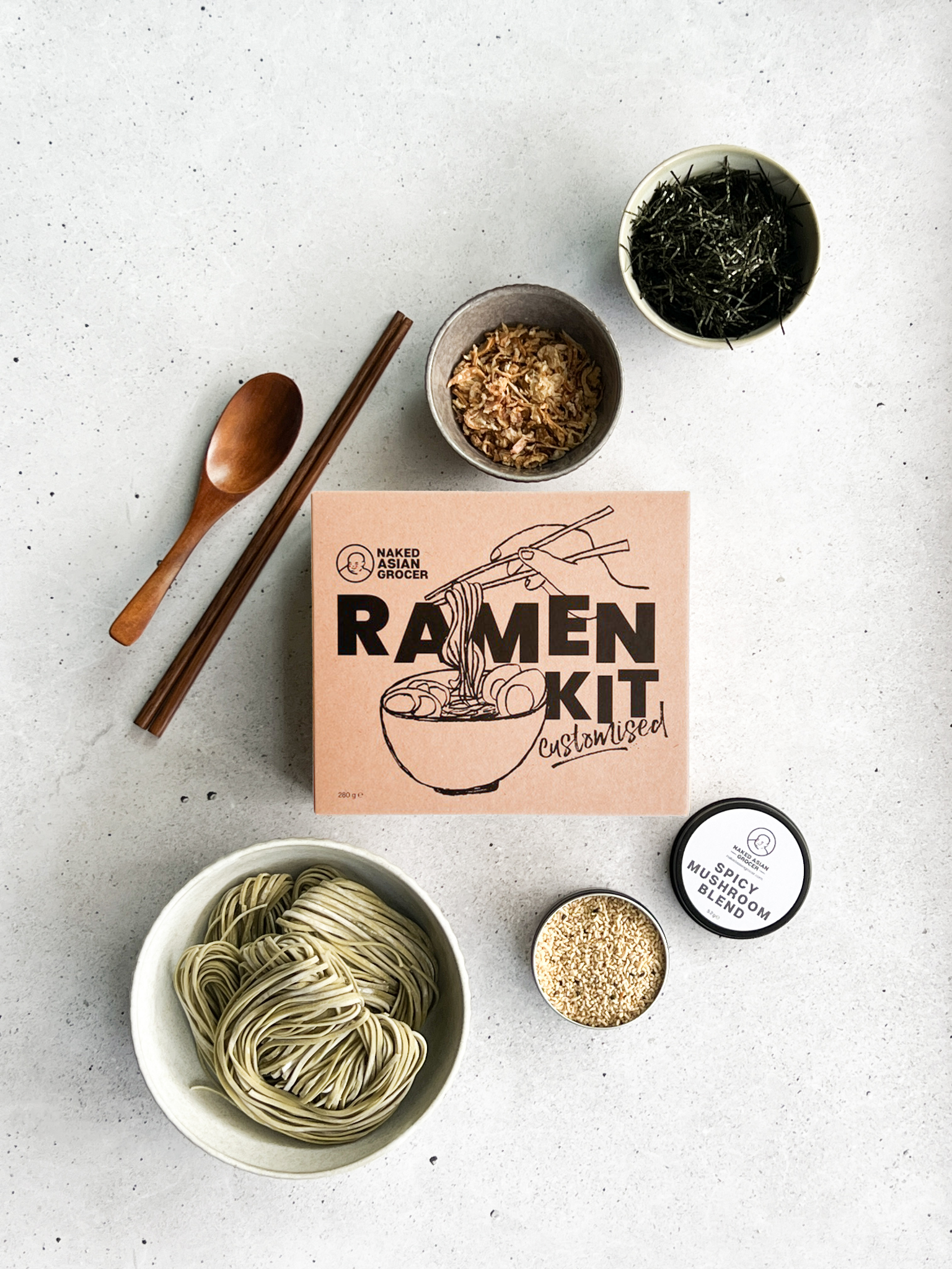 Naked Asian Grocer - Ramen Kit (Spinach Ramen + Spicy Mushroom)